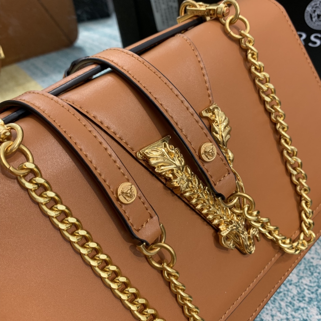 VERSACE VIRTUS Shoulder Bag Caramel DBFG985 24 x 9 x 16.5 cm
