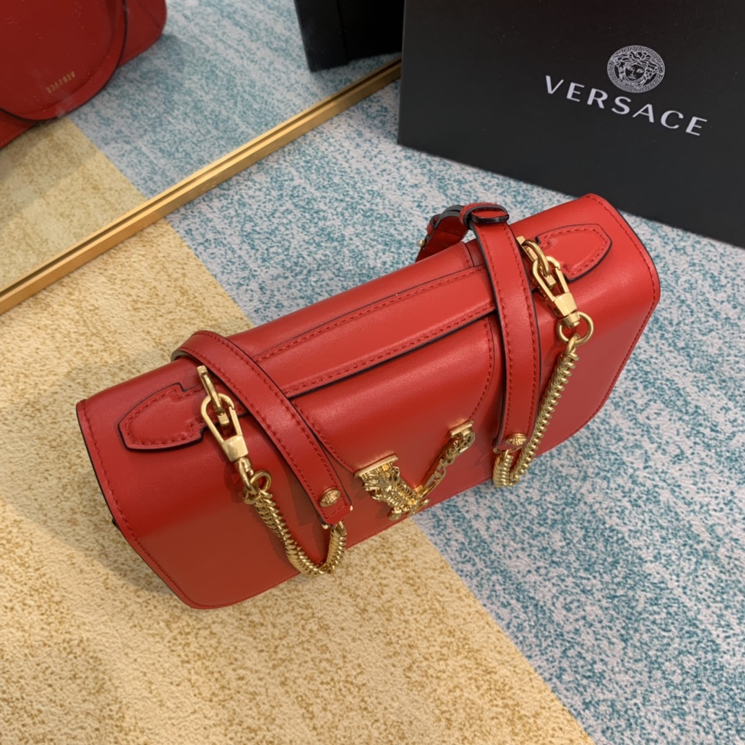 VERSACE VIRTUS Shoulder Bag Red DBFG985 24 x 9 x 16.5 cm