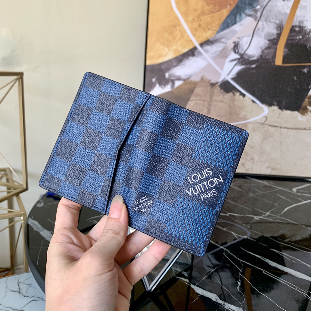 l0vis Vvtt0n pocket organizer damier graphite 3d canvas blue n60431 8 x 11 x 1 cm