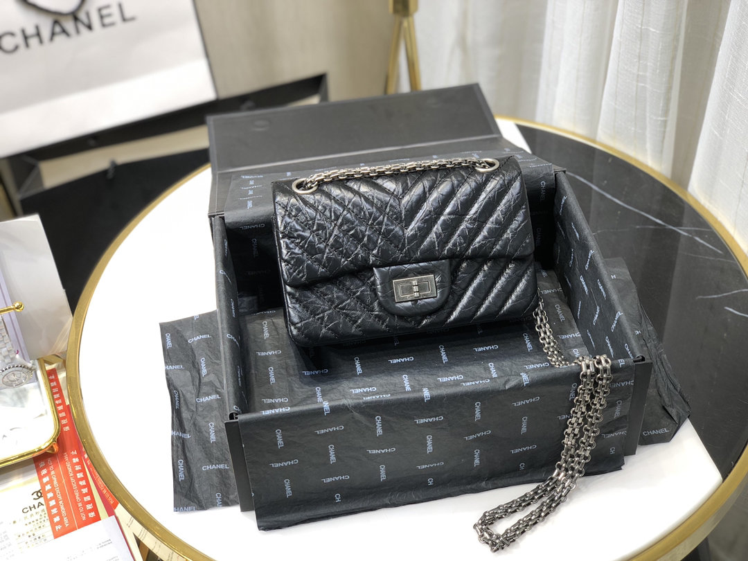 Ch**el mini 2.55 tasche silver metal as0874 15,5 × 20 × 6 cm