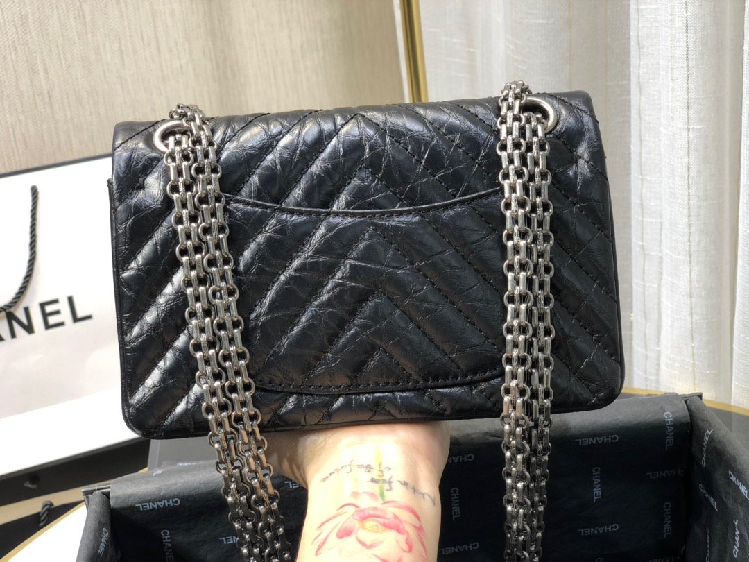 Ch**el mini 2.55 tasche silver metal as0874 15,5 × 20 × 6 cm