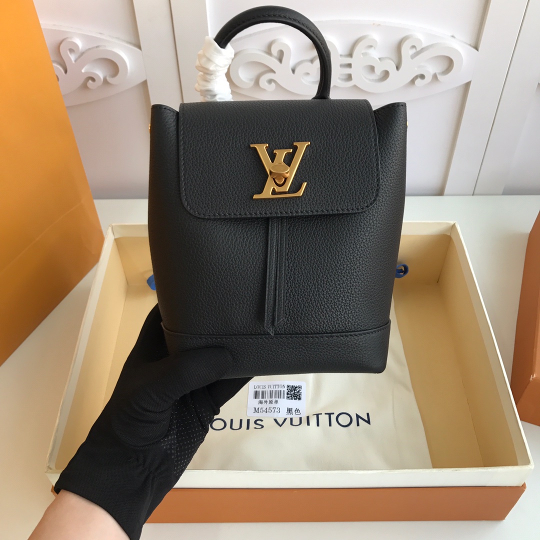 l0vis vvtt0n mini lockme backpack calfskin leather G01den metal black m54573 16 x 19.4 x 10 cm