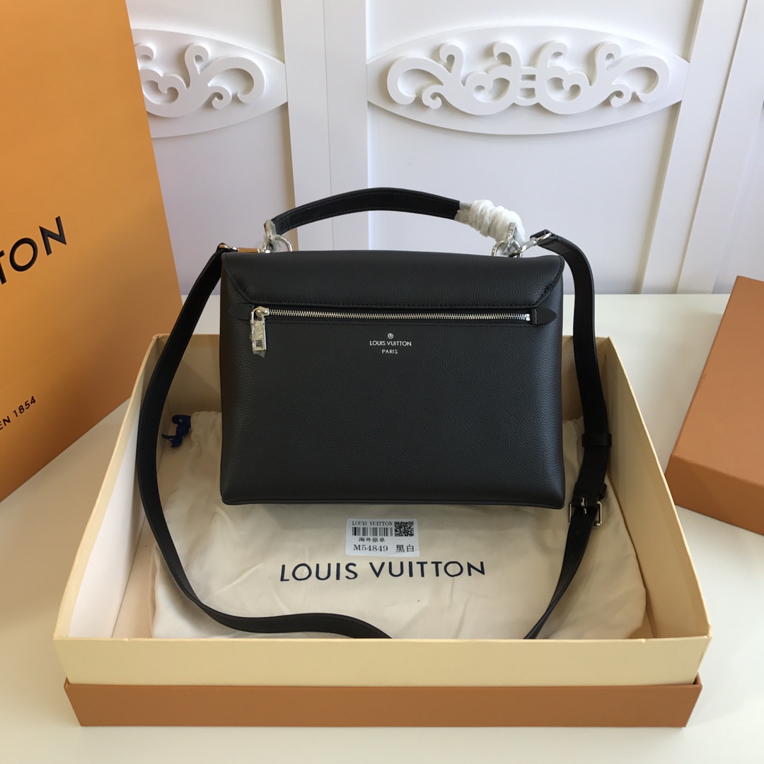 l0vis Vvtt0n mylockme satchel grained calfskin leather black and white m54849 28 x 20 x 11 cm