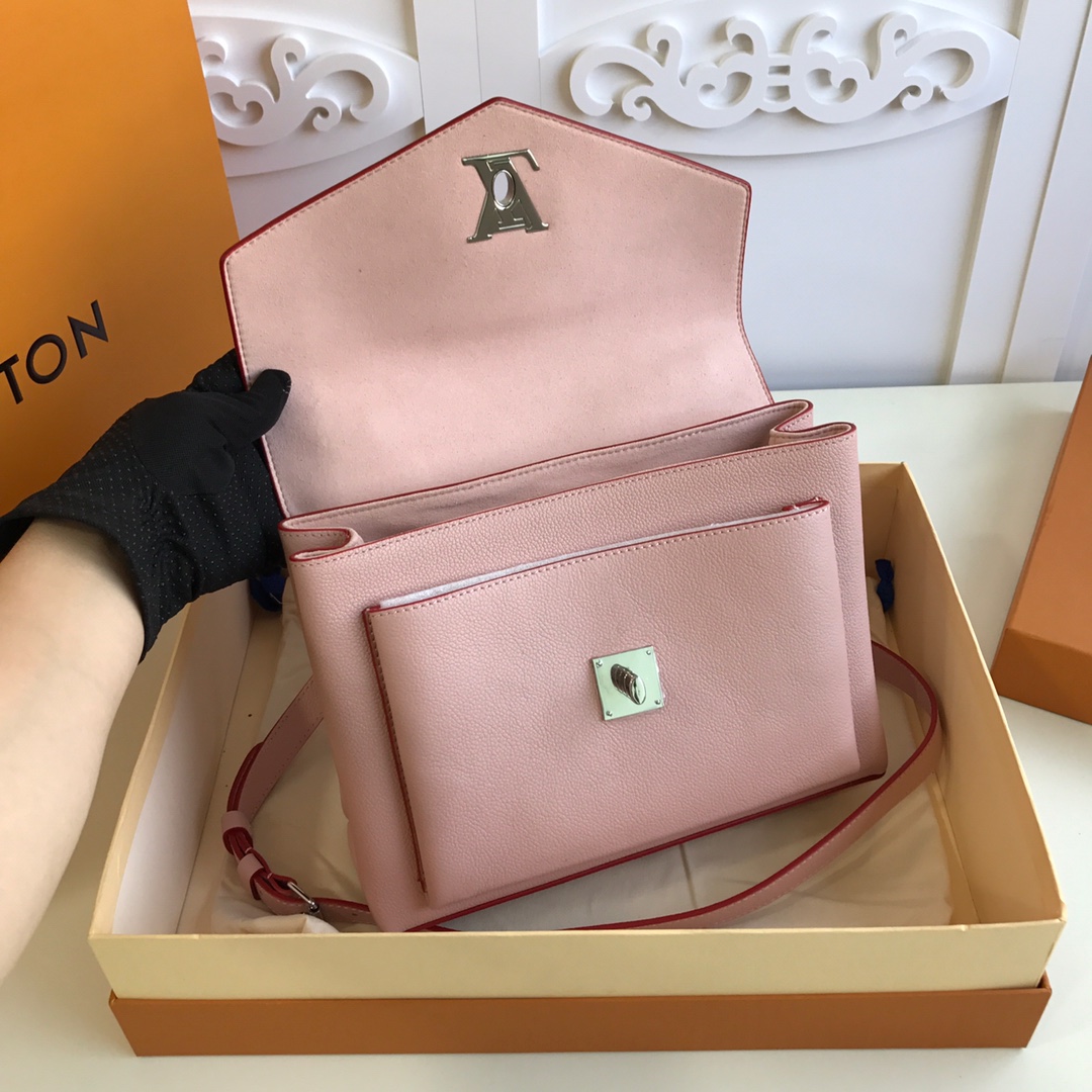 l0vis Vvtt0n mylockme satchel grained calfskin leather rose pink m54849 28 x 20 x 11 cm