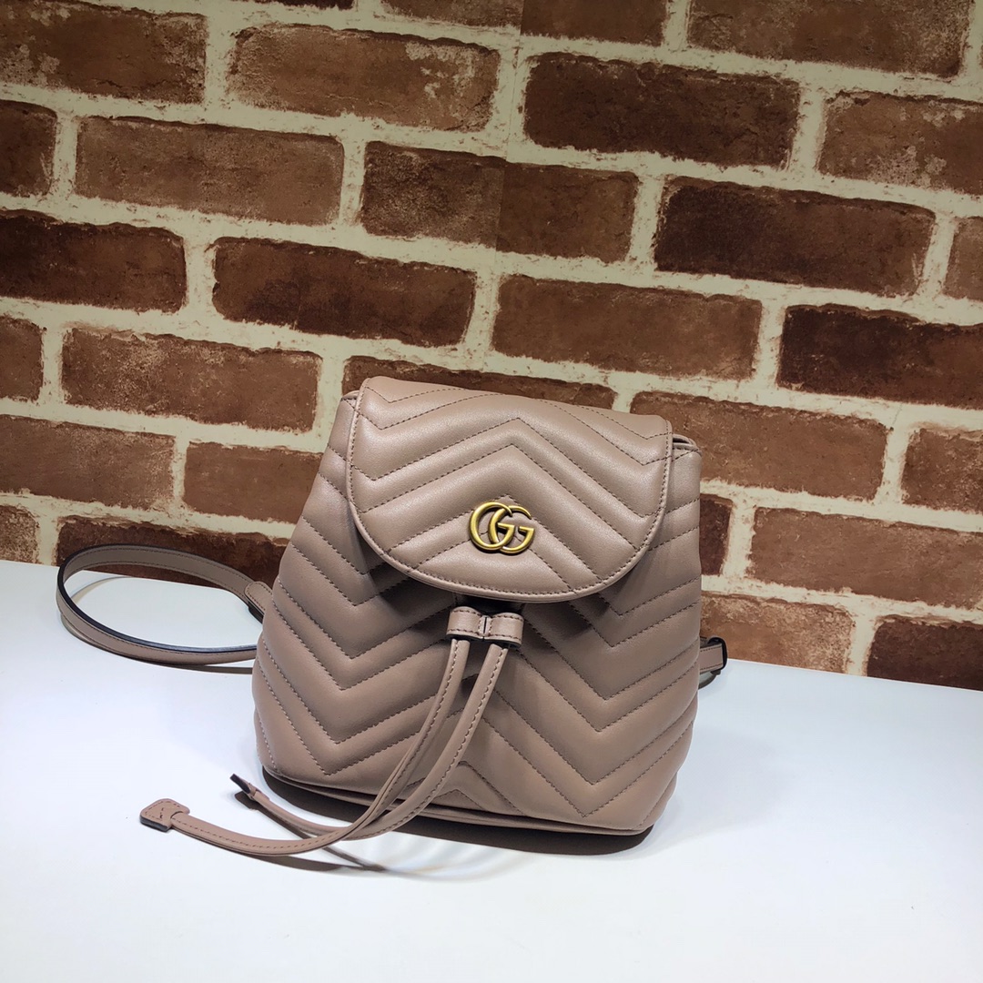 Gvc*1 gg marmont matelassé backpack beige 528129 19 x 18.5 x 10 cm