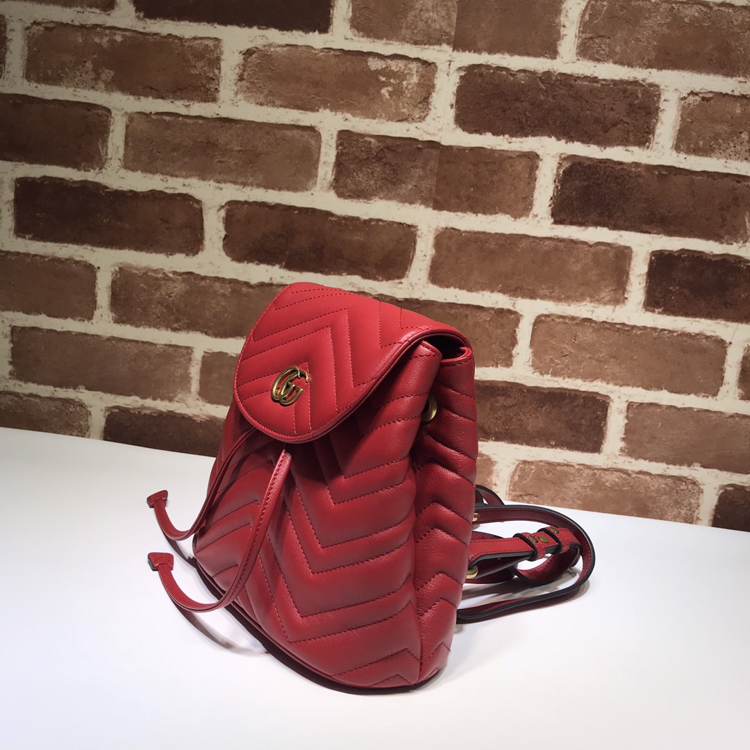 Gvc*1 gg marmont matelassé backpack red 528129 19 x 18.5 x 10 cm