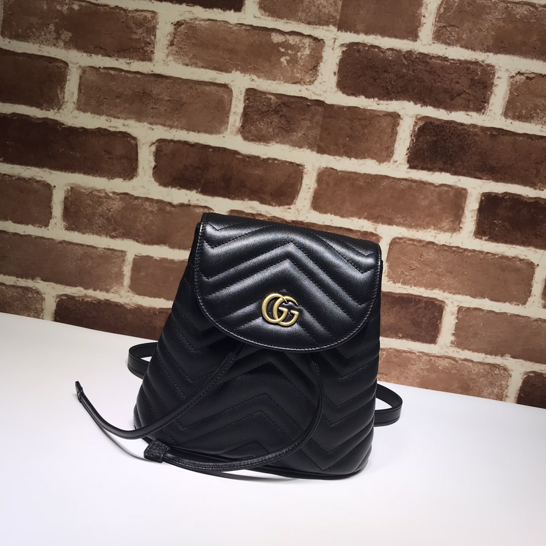Gvc*1 gg marmont matelassé backpack black 528129 19 x 18.5 x 10 cm