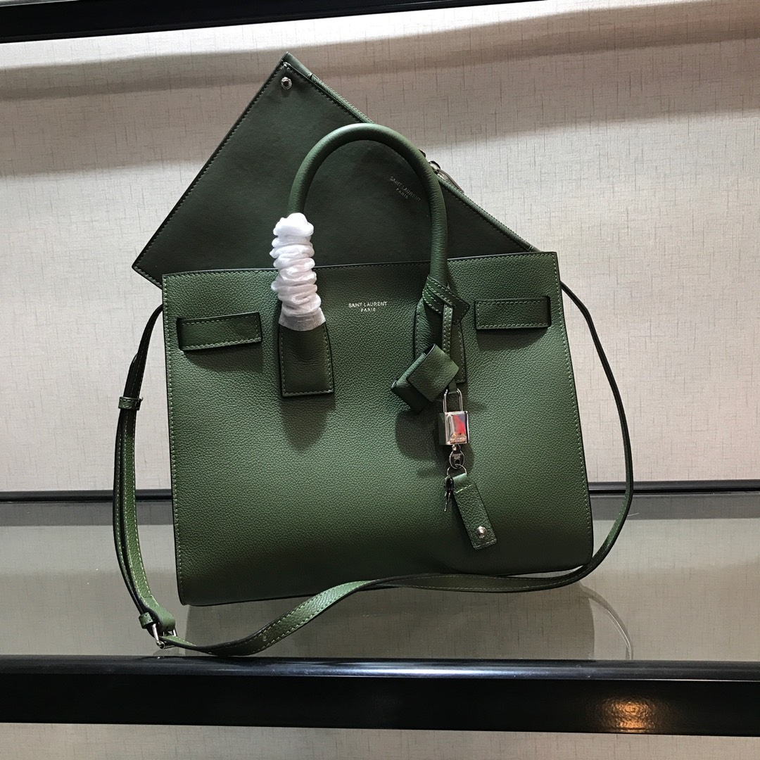 Y51 small classic sac de jour in grained leather dark green 378299 32 x 25 x 16.5 cm