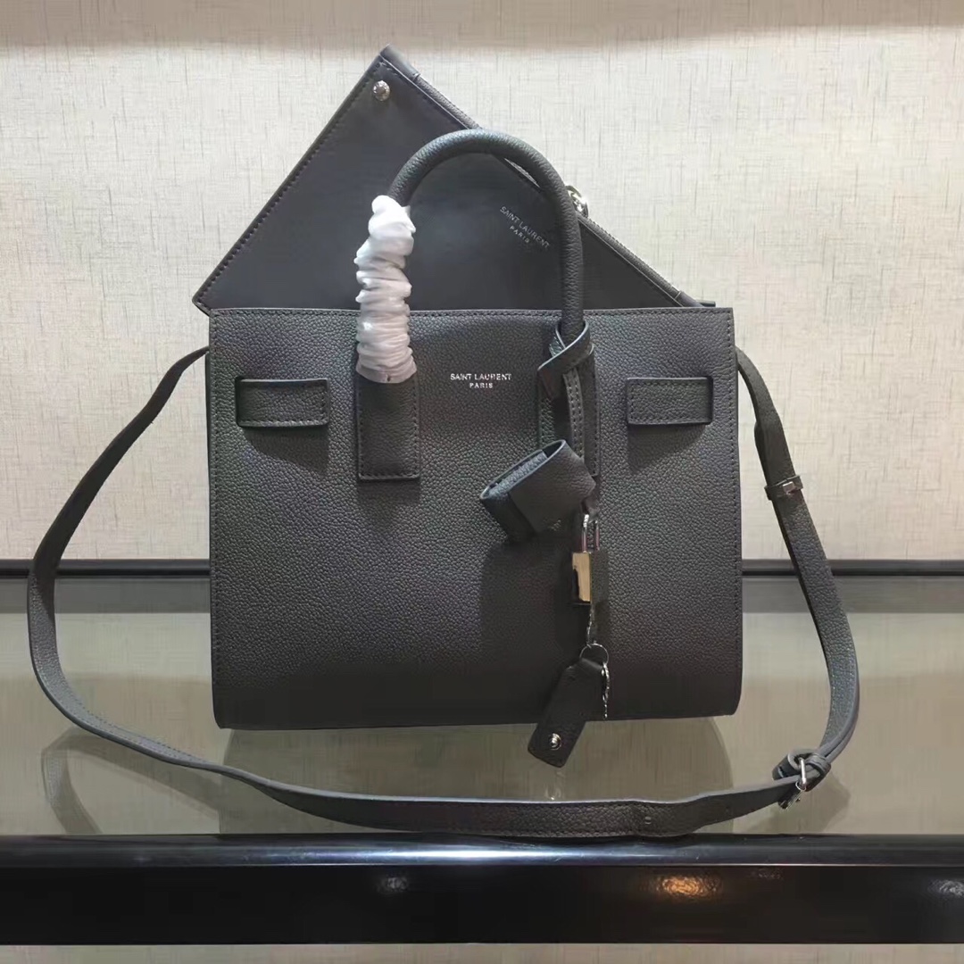 Y51 baby classic sac de jour in grained leather grey 421863 26 x 21 x 13 cm