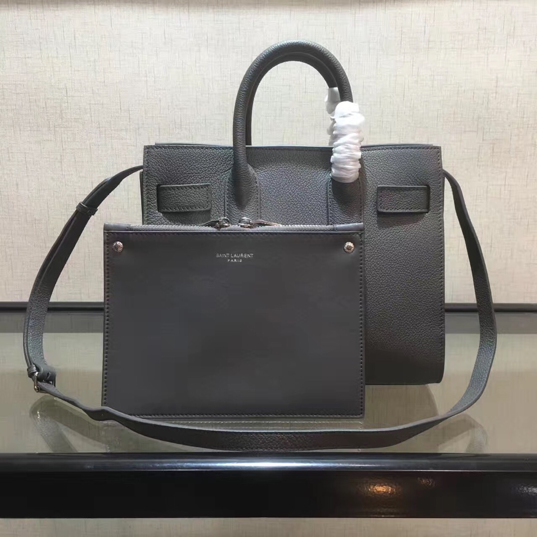 Y51 baby classic sac de jour in grained leather grey 421863 26 x 21 x 13 cm