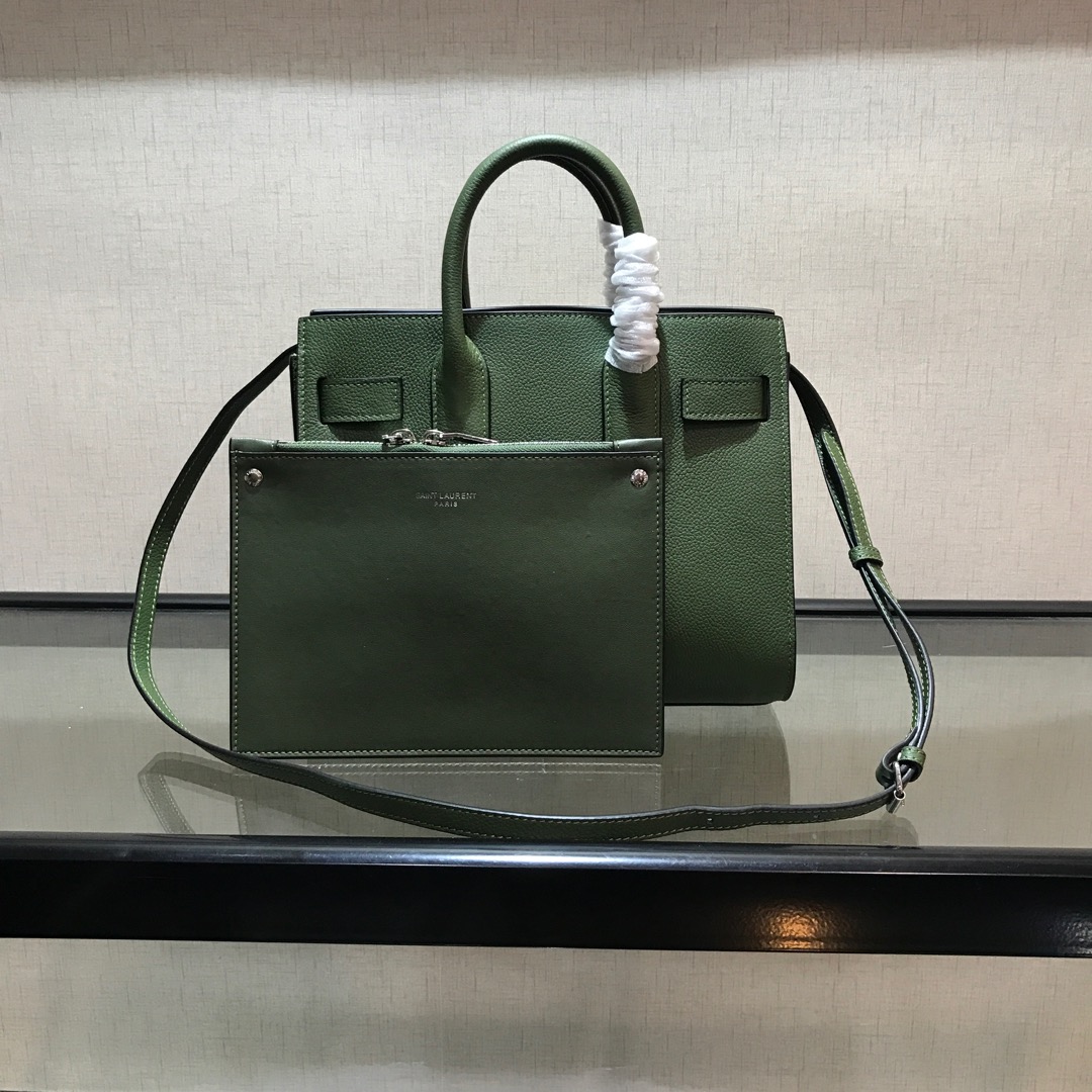 Y51 baby classic sac de jour in grained leather  dark green 421863 26 x 21 x 13 cm
