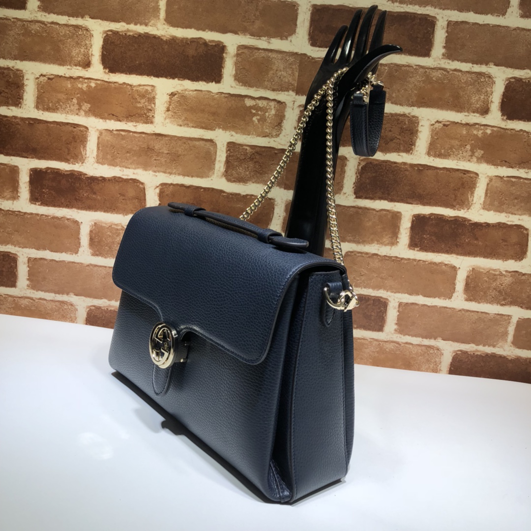 Gvc*1 large interlocking gg shoulder bag dark blue 510306 32 x 20 x 12 cm