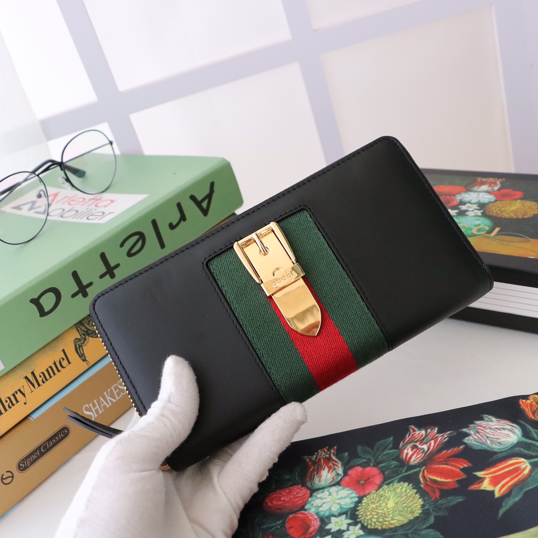 Gvc*1 sylvie long zip wallet black 476083 19.5 x 11 x 3 cm