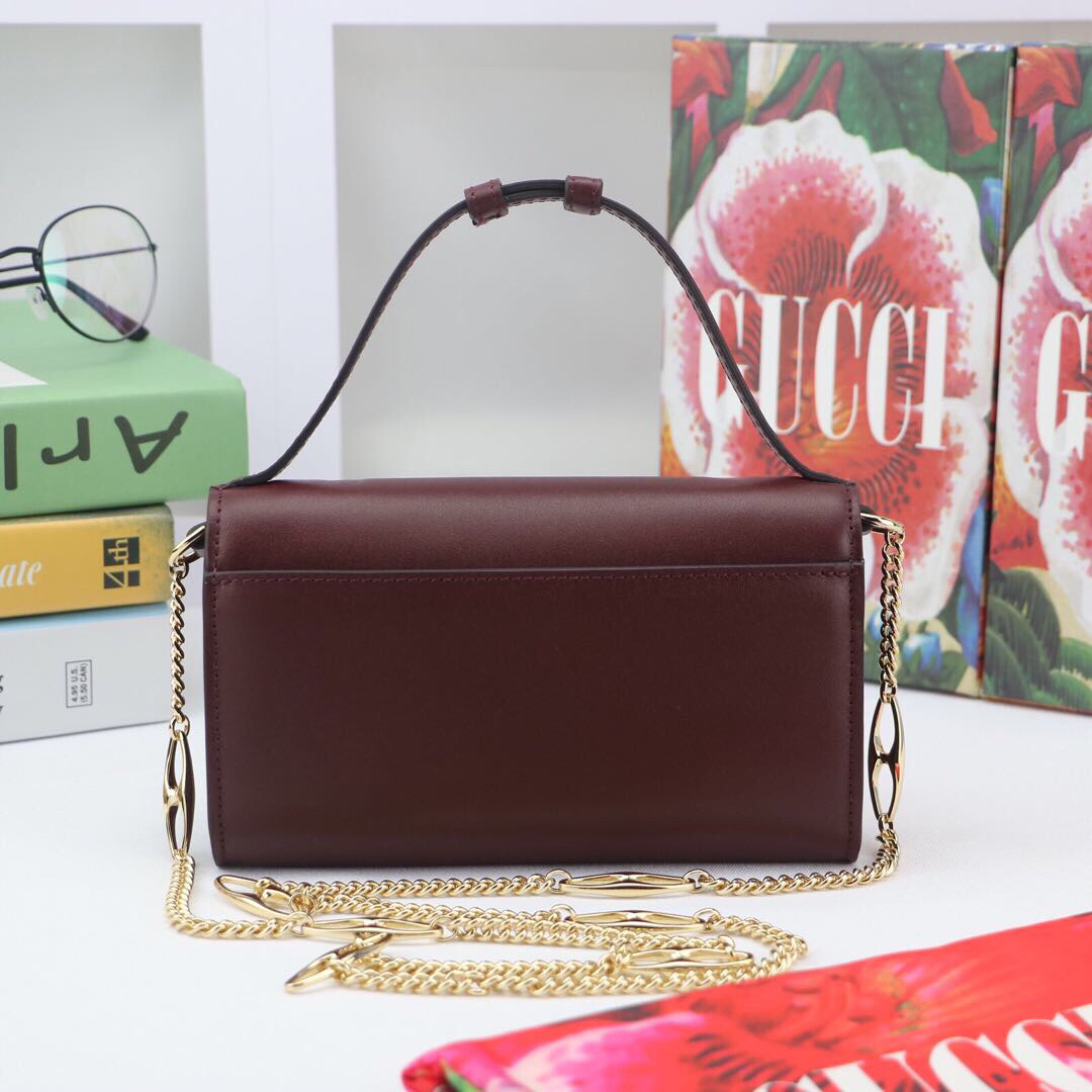 Gvc*1 mini shoulder bag leather burgundy 564718 18.5 x 11 x 3.5 cm