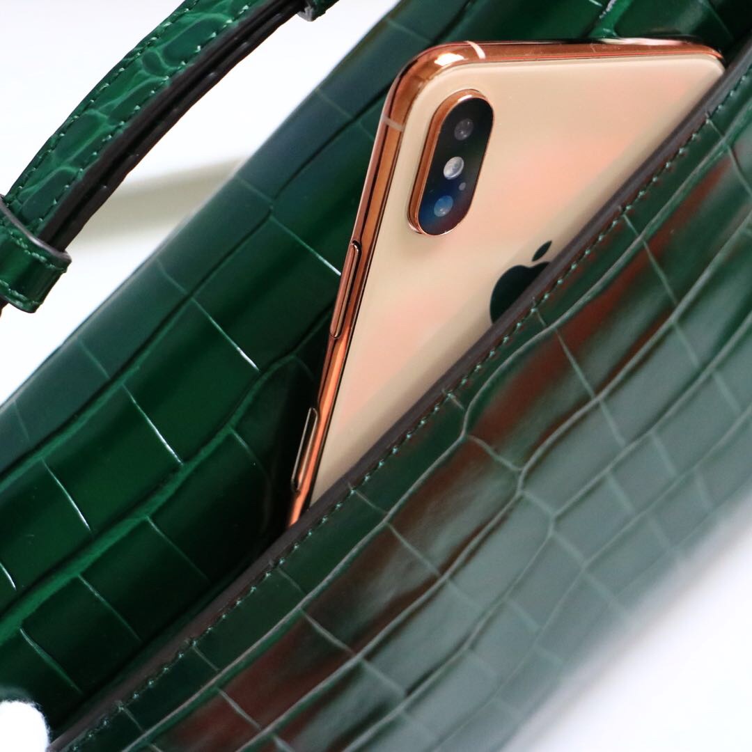 Gvc*1 medium zumi shoulder bag crocodile leather green 572375 24 x 14 x 5 cm