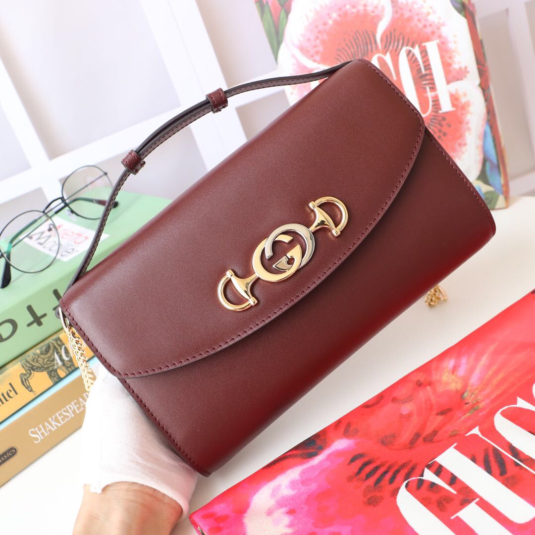 Gvc*1 medium zumi shoulder bag leather burgundy 572375 24 x 14 x 5 cm