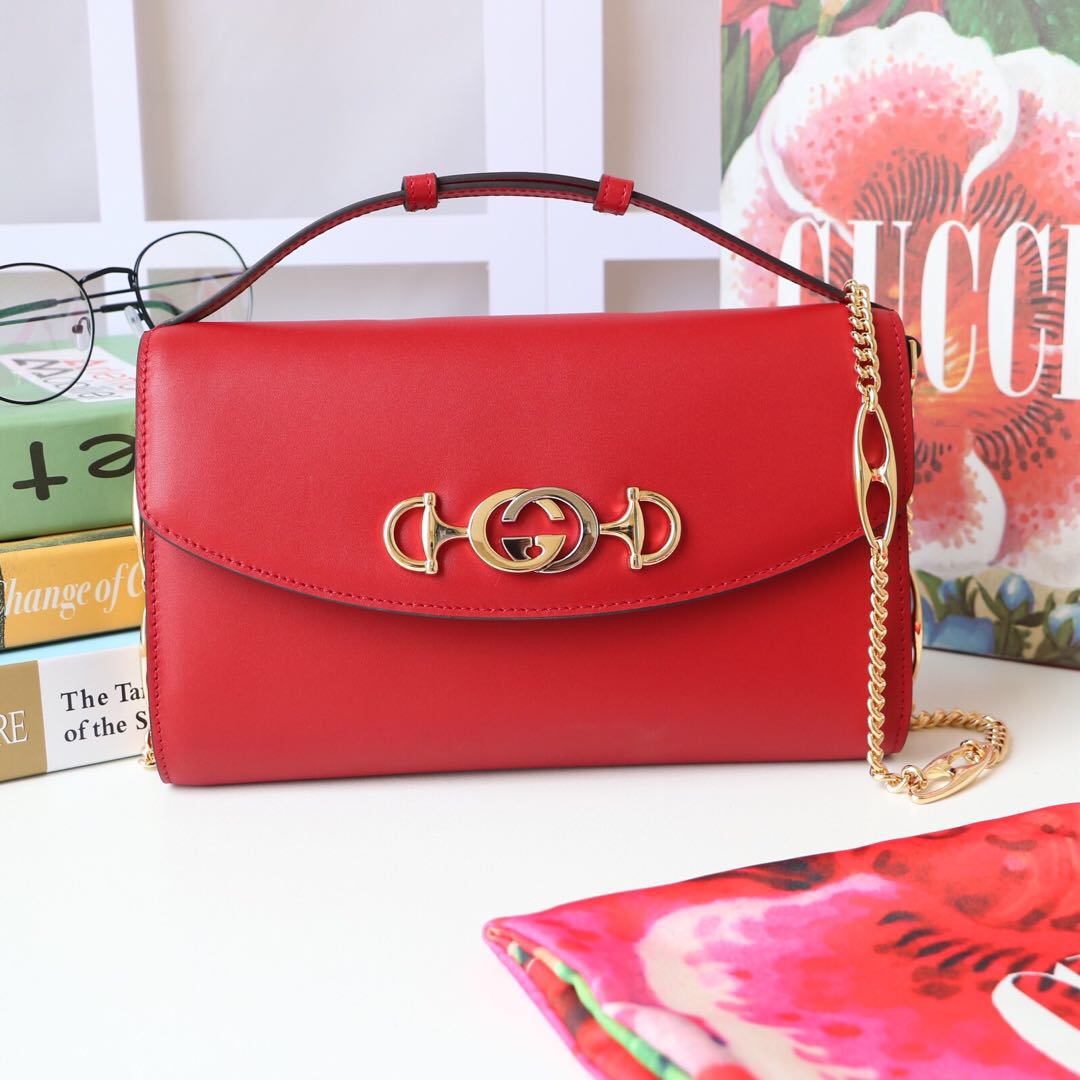 Gvc*1 medium zumi shoulder bag leather red 572375 24 x 14 x 5 cm