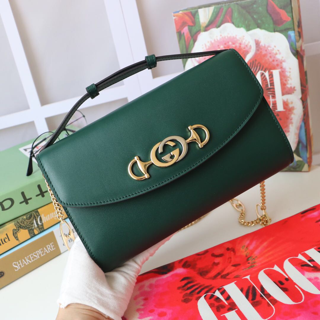 Gvc*1 medium zumi shoulder bag leather green 572375 24 x 14 x 5 cm