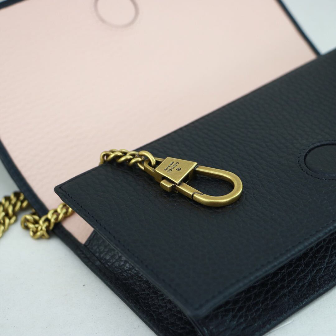 Gvc*1 gg embellished crossbody bag black and pink 524293 18 x 10.5 x 4.5 cm