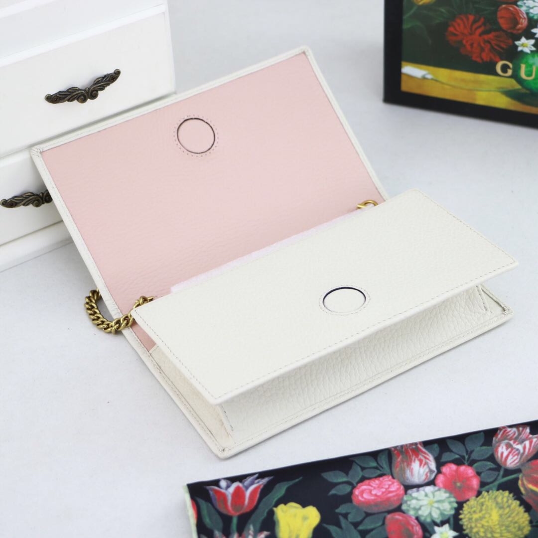 Gvc*1 gg embellished crossbody bag white and pink 524293 18 x 10.5 x 4.5 cm