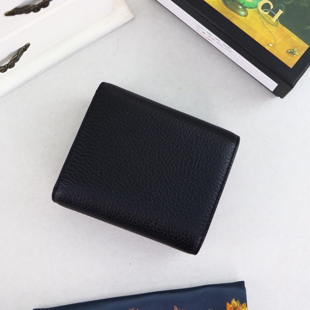 Gvc*1 leather wallet with bow black and pink 524294 12.5 x 10 x 3 cm