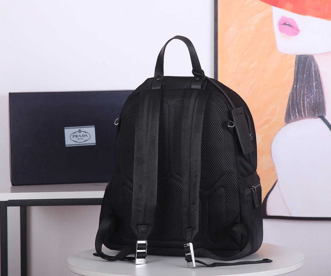 Pra*a nylon backpack black 2vz025 29 × 40 × 17 cm