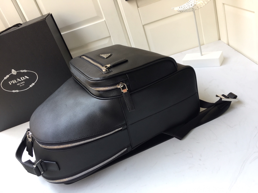 Pra*a saffiano leather backpack black 2vz032 27 x 39.5 x 16cm