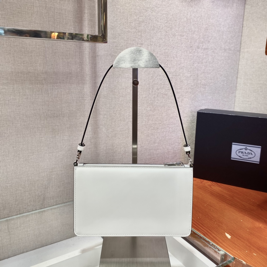 Pra*a mini saffiano leather bag white 1bc155 20 x 12 x 5.5 cm