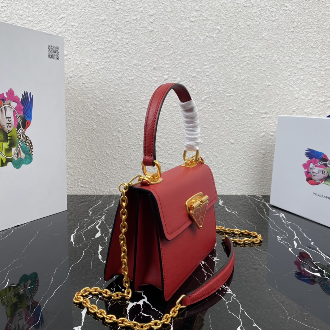 Pra*a symbole saffiano leather symbole bag red 1bn021 20 × 15 × 5 cm