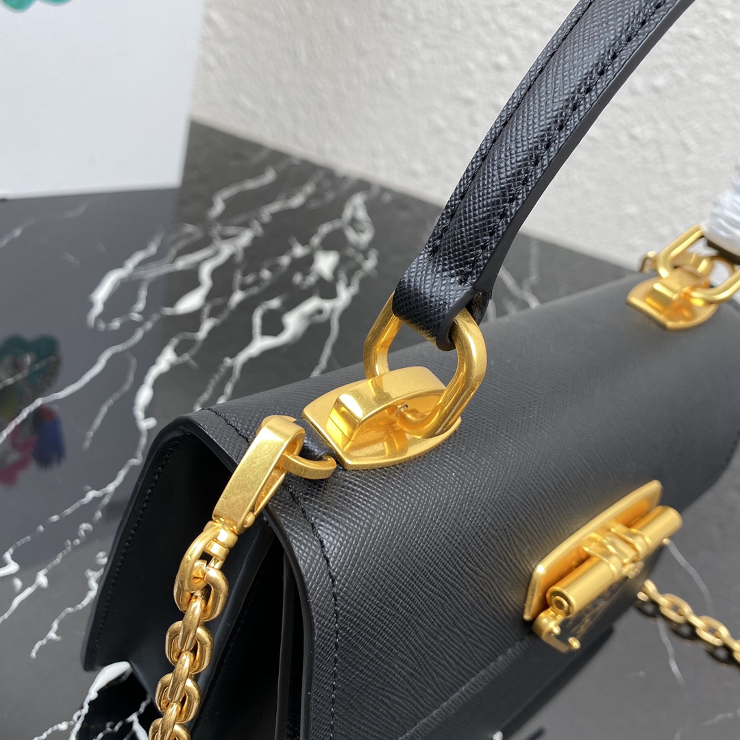 Pra*a symbole saffiano leather symbole bag black 1bn021 20 × 15 × 5 cm