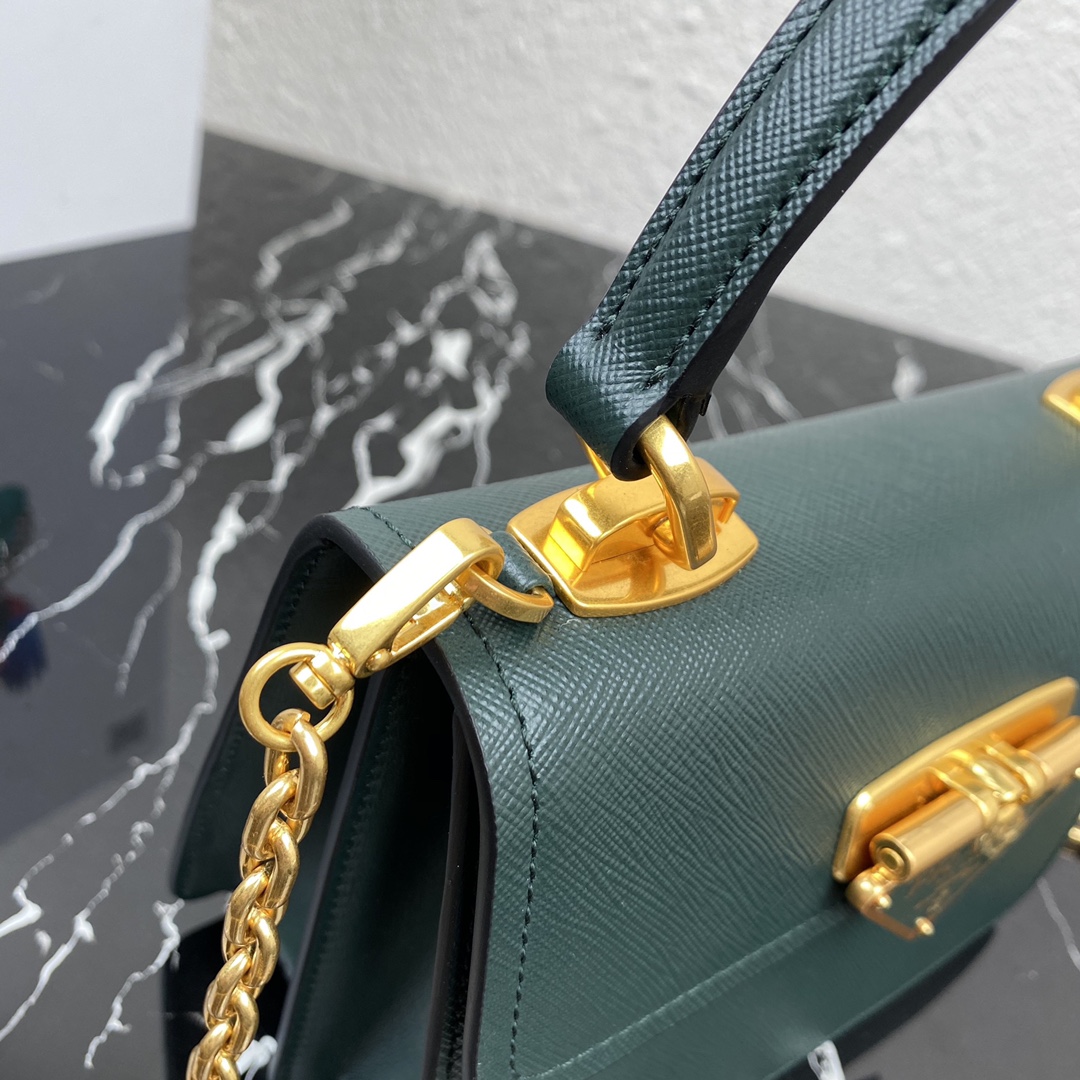 Pra*a symbole saffiano leather symbole bag green 1bn021 20 × 15 × 5 cm