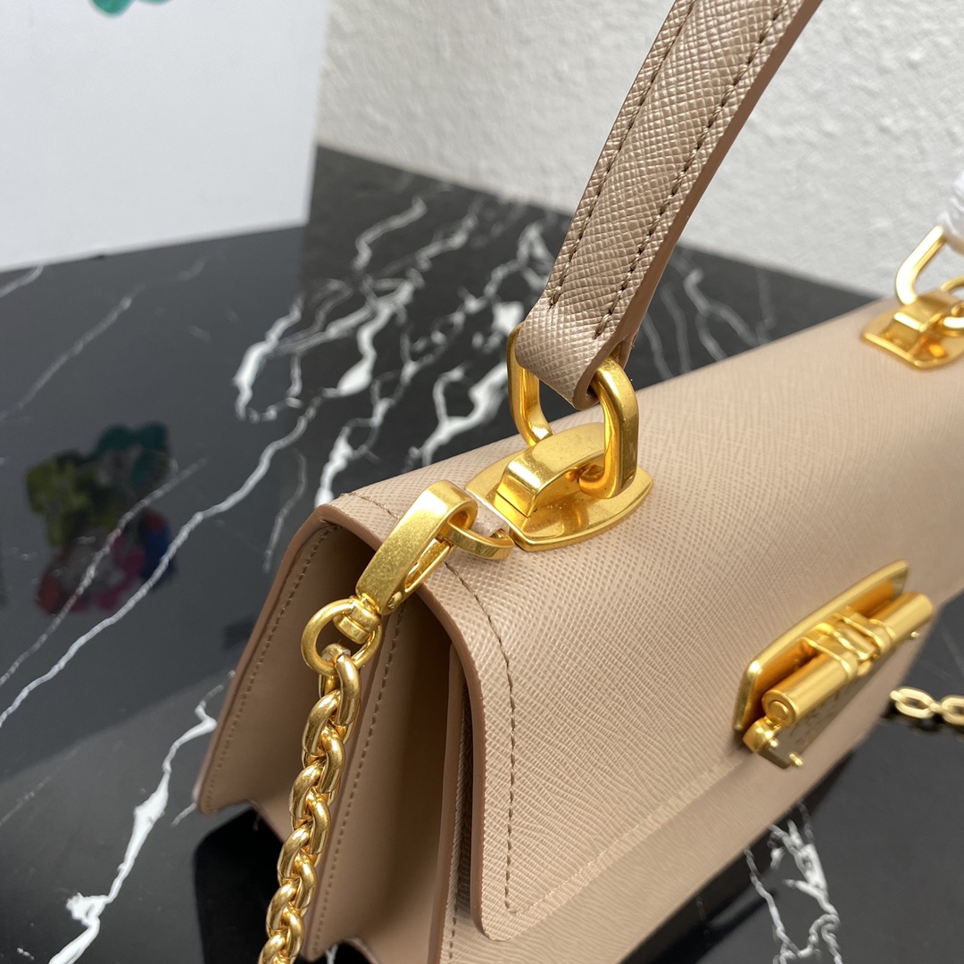 Pra*a symbole saffiano leather symbole bag cameo beige 1bn021 20 × 15 × 5 cm
