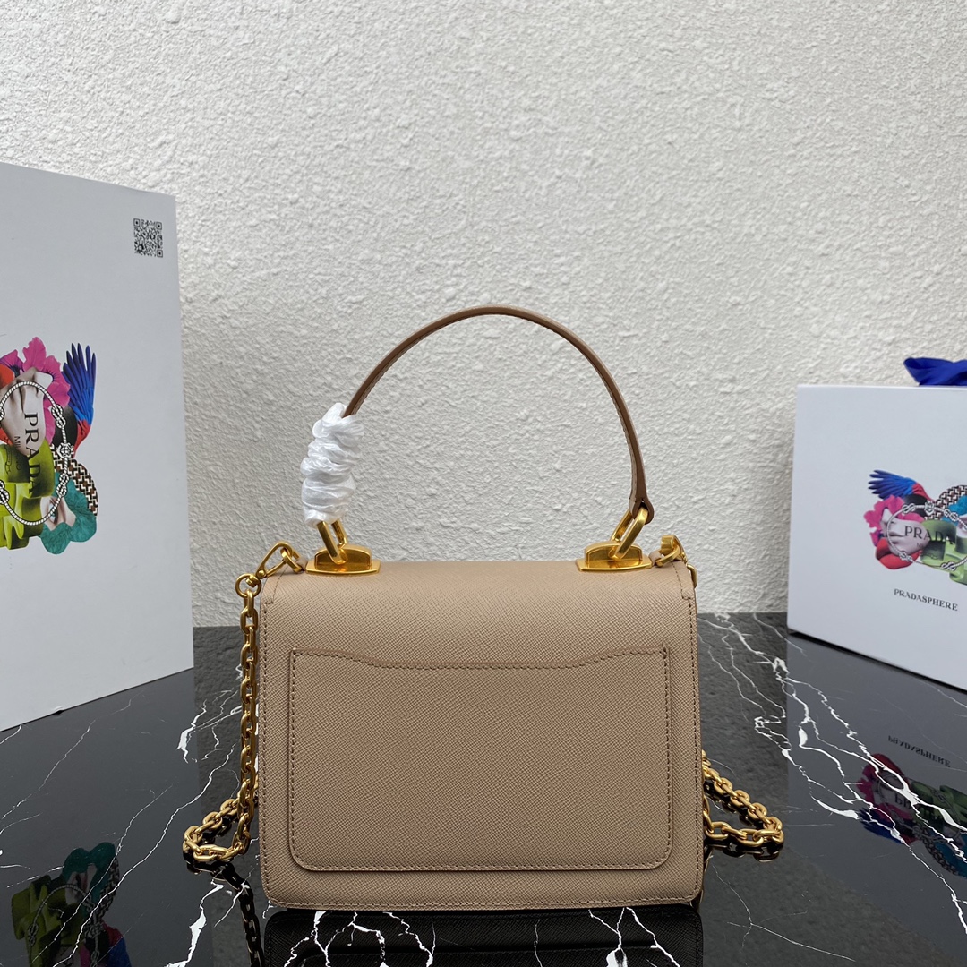 Pra*a symbole saffiano leather symbole bag cameo beige 1bn021 20 × 15 × 5 cm