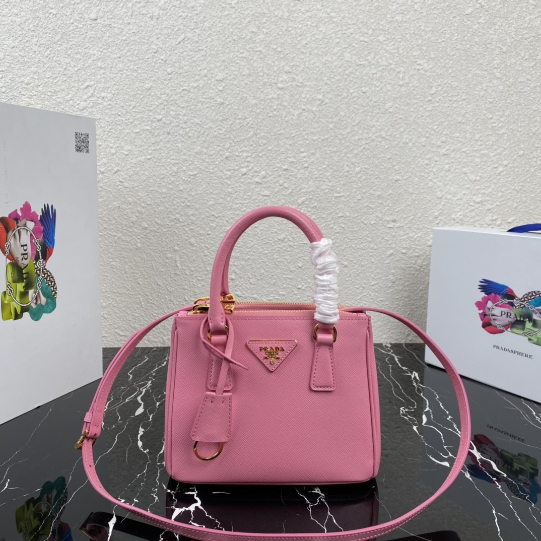 Pra*a micro galleria saffiano leather bag pink 1ba906 20 x 15 x 9.5 cm