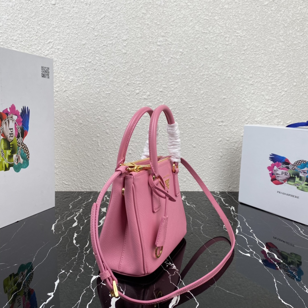 Pra*a micro galleria saffiano leather bag pink 1ba906 20 x 15 x 9.5 cm