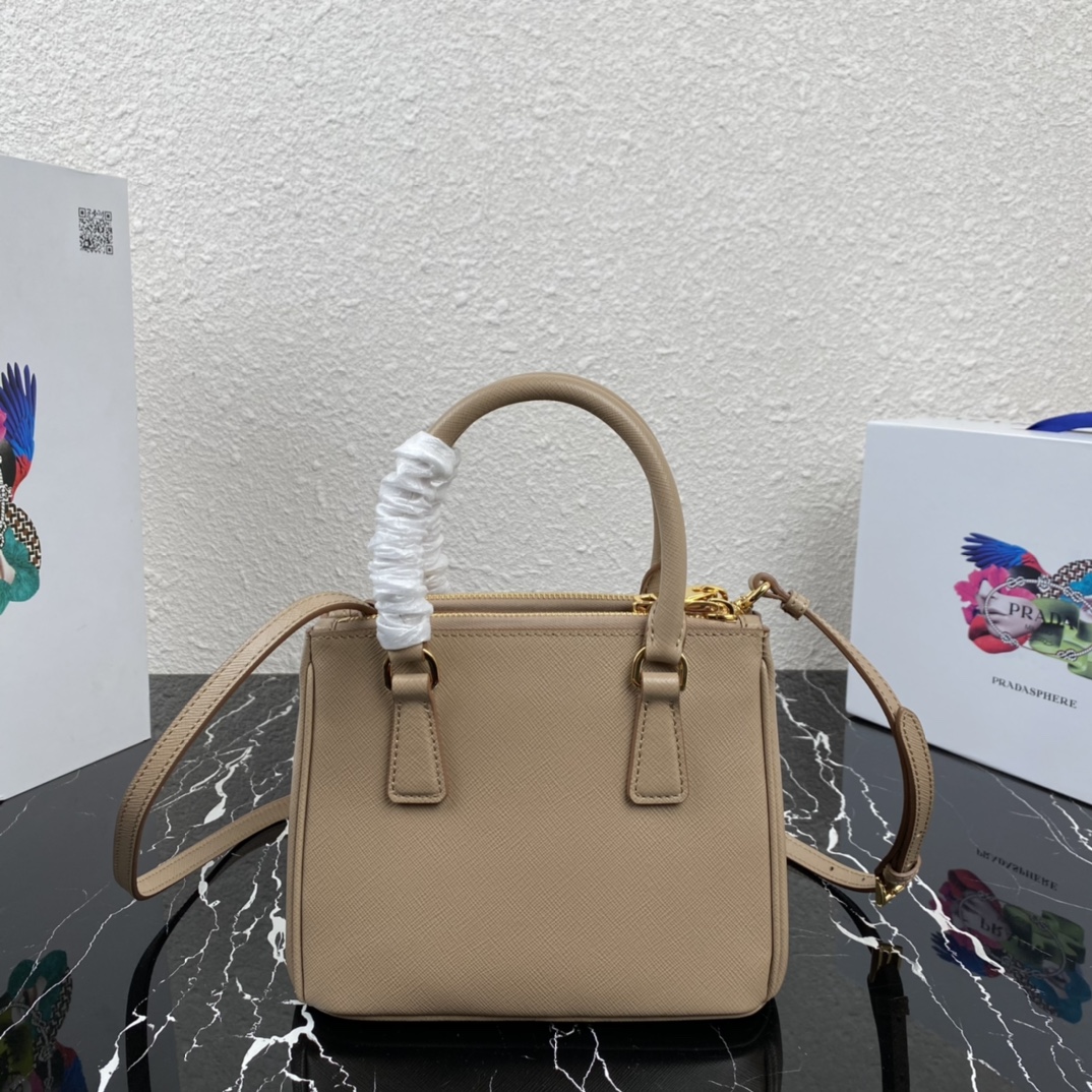 Pra*a micro galleria saffiano leather bag beige 1ba906 20 x 15 x 9.5 cm