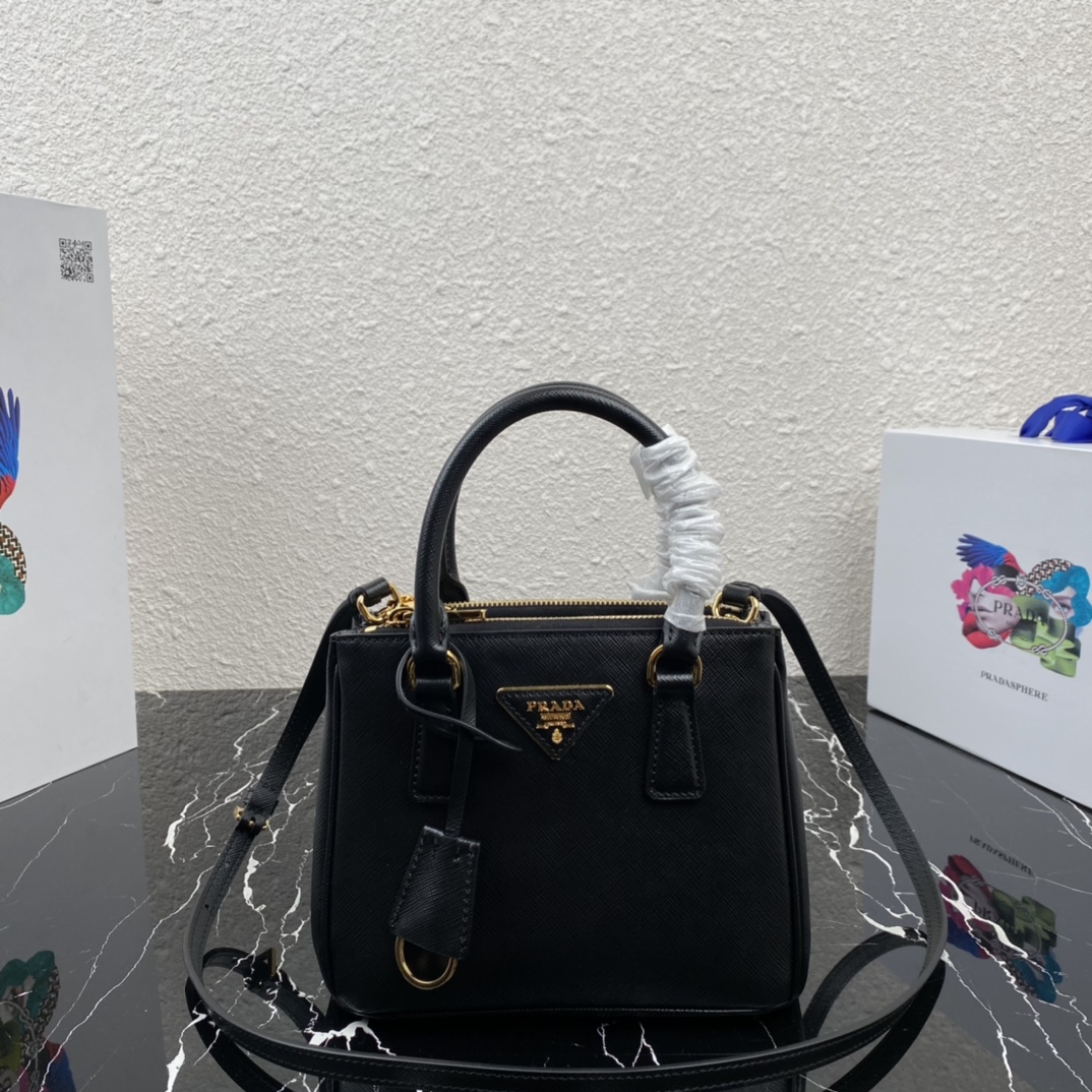 Pra*a micro galleria saffiano leather bag black 1ba906 20 x 15 x 9.5 cm