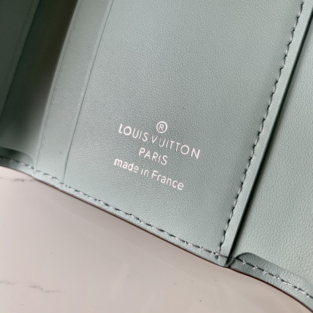 l0vis Vvtt0n iris xs wallet monogram perforations vert lagon m69033 9.8 x 7.8 x 1 cm