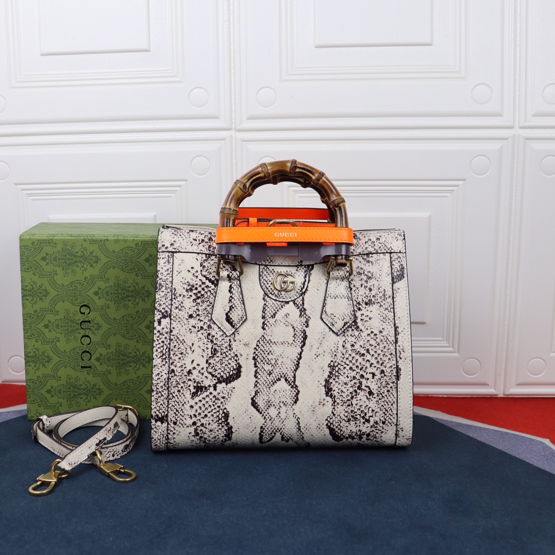 Gvc*1 small diana tote bag white python 660195 27 x 24 x 11 cm