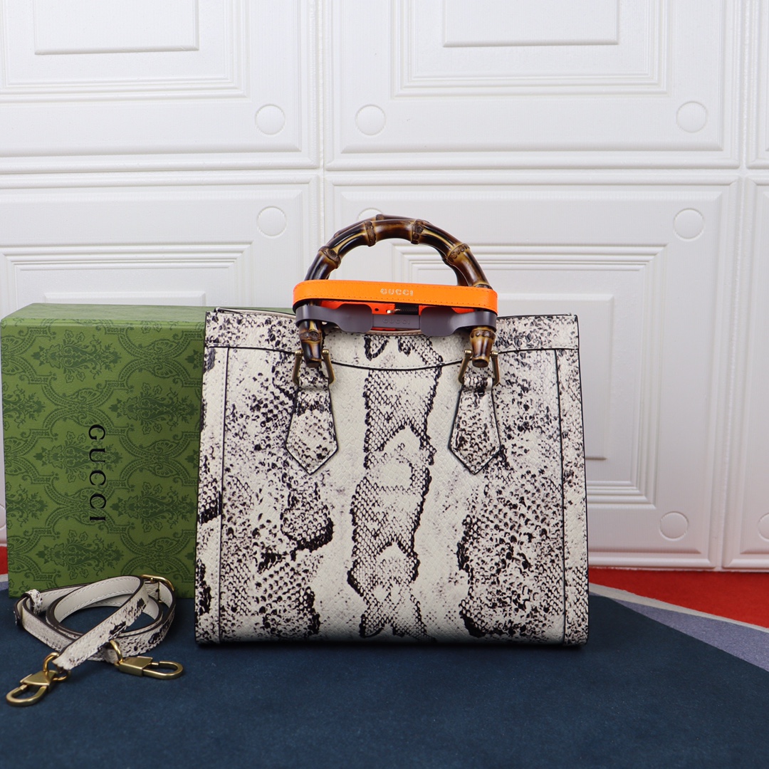 Gvc*1 small diana tote bag white python 660195 27 x 24 x 11 cm