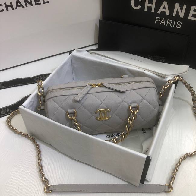 Ch**el extra mini bowling bag in grey as1899 16 x 22 x 12 cm