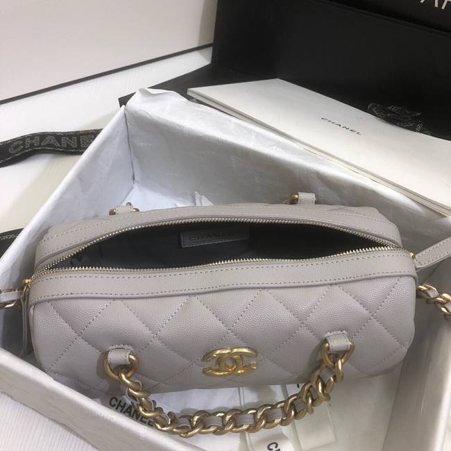 Ch**el extra mini bowling bag in grey as1899 16 x 22 x 12 cm