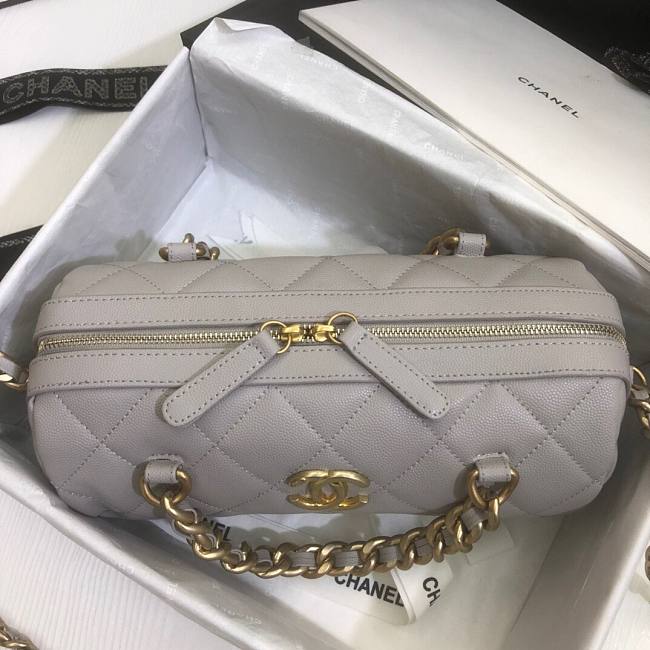 Ch**el extra mini bowling bag in grey as1899 16 x 22 x 12 cm
