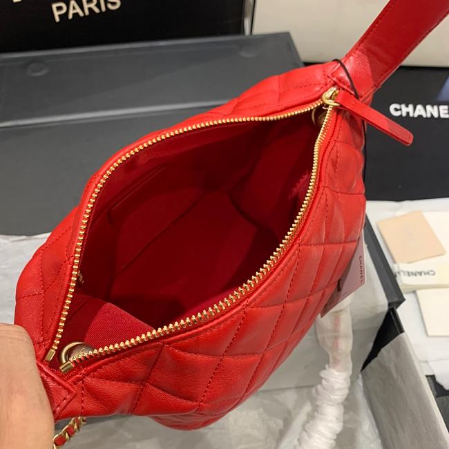 Ch**el small lambskin hobo bag red as1745 15 x 15 x 12 cm