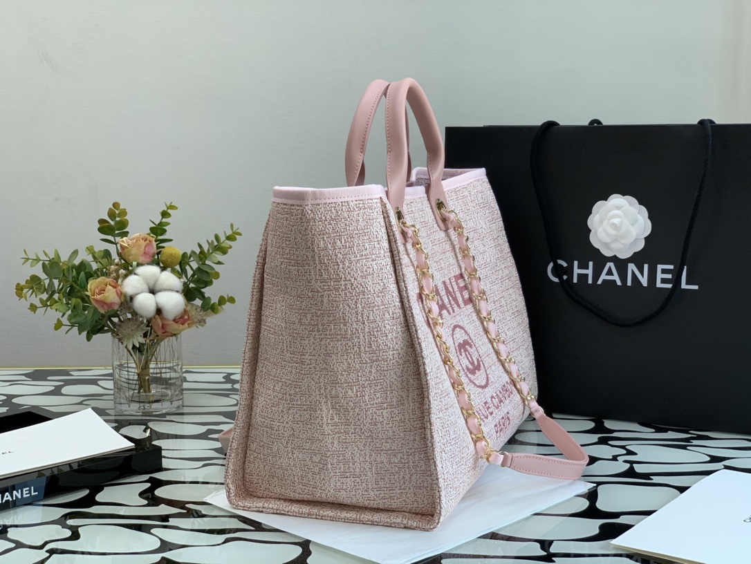 Ch**el deauville tote bag pink 38 cm