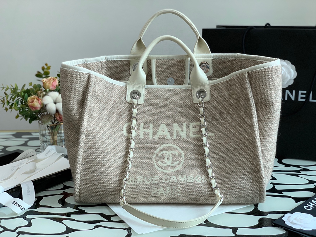 Ch**el deauville tote bag grey 38 cm