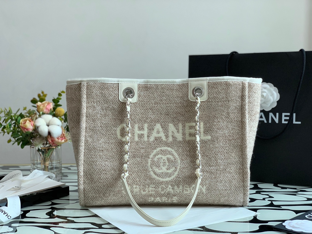 Ch**el deauville tote bag grey 34 cm