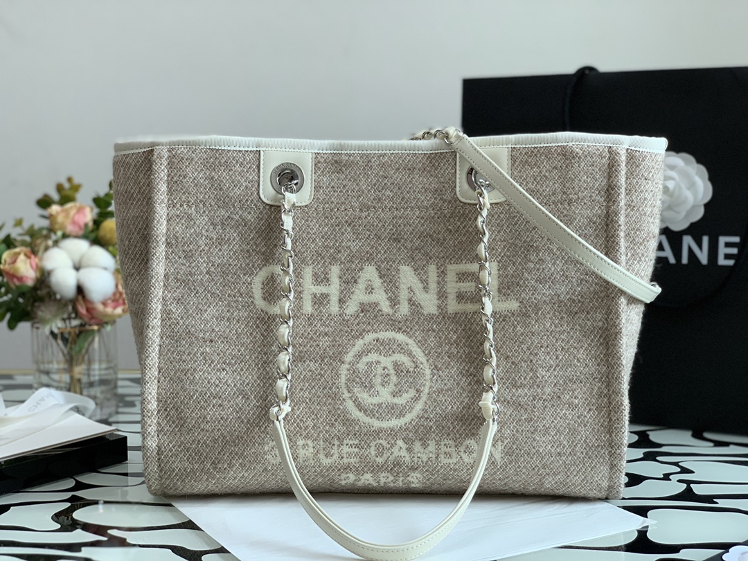 Ch**el deauville tote bag grey 34 cm