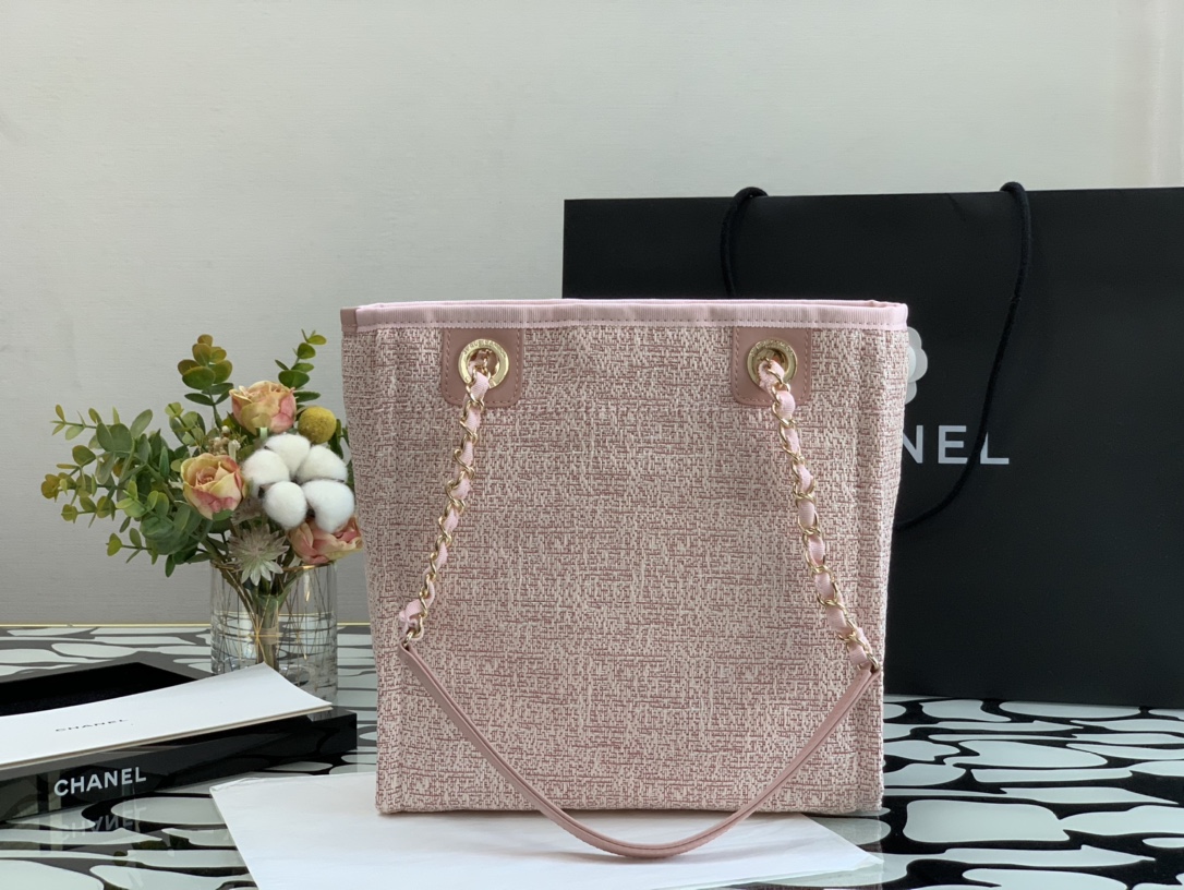 Ch**el deauville tote bag pink 28 cm