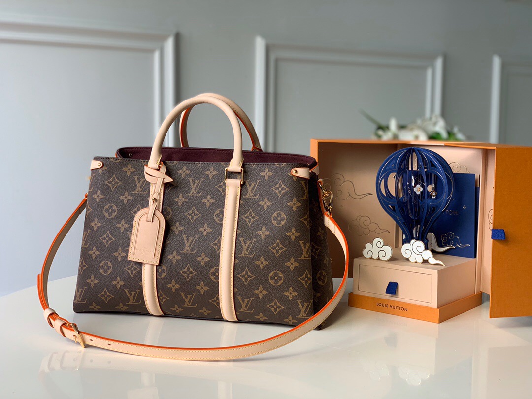 l0vis Vvtt0n soufflot mm monogram canvas and leather creme m44816 35 × 24 × 15 cm